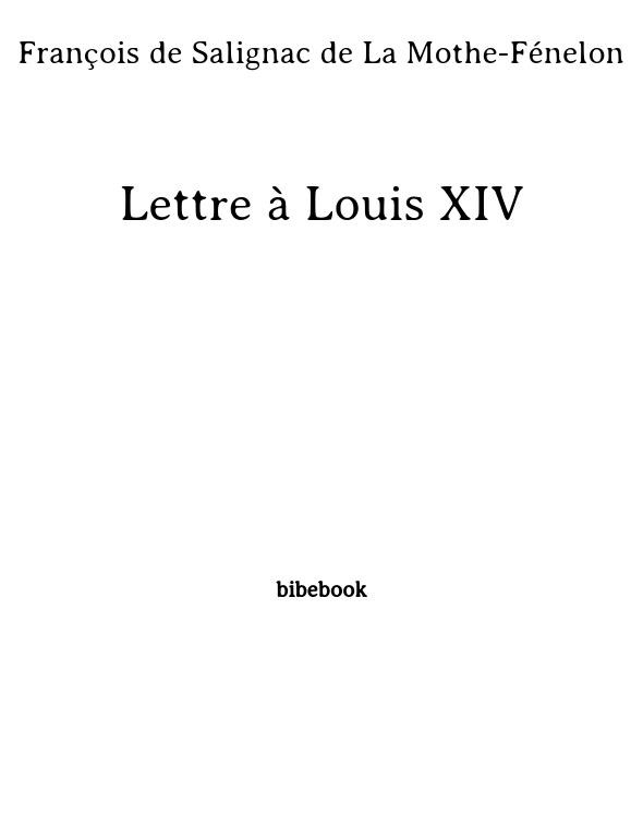 Cover of Lettre à Louis XIV